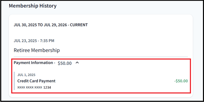 Membership Logs Payment Details